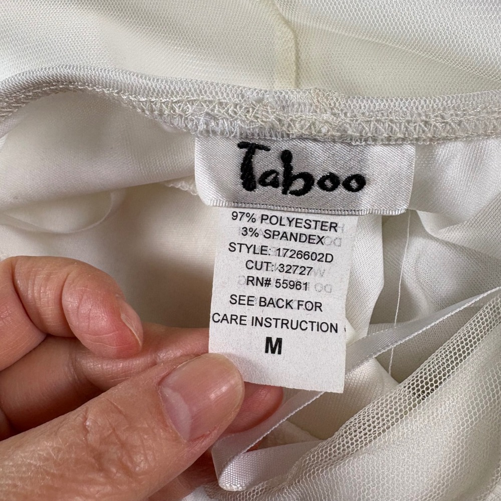 Vintage Y2K Taboo White Embellished‎ Dress M Babydoll Ethereal Hoco Coquettte - Picture 4 of 11